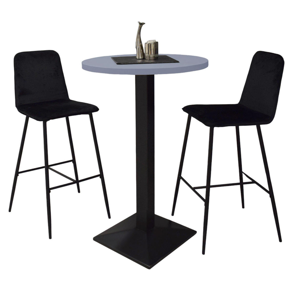 TRESENTISCH rund Eleanore 70 cm schwarz matt/aqua matt lack - Blau, Metall (70/70/106cm) - 58aufmkessel