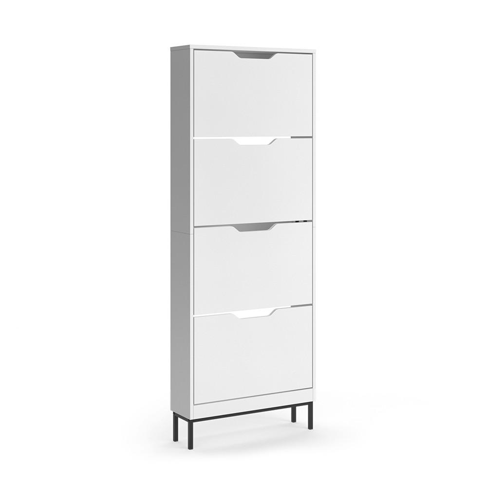 SKOTIPPARE Luca, Vit/Svart, 59x157.5 cm med 4 lutbara fack 157.5/59/17 cm