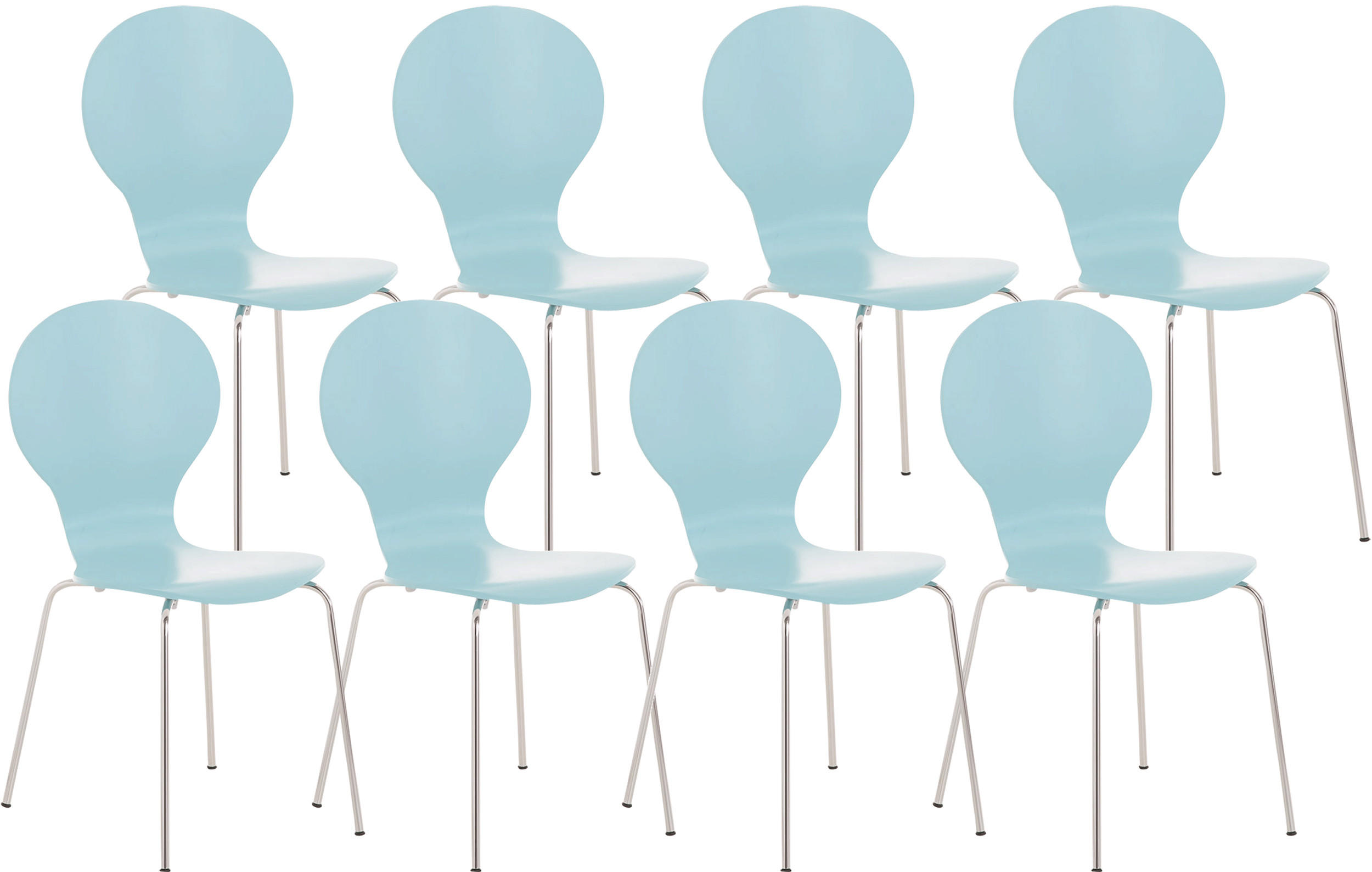 BESUCHERSTUHL 8er Set Holz hellblau - Hellblau, Holz/Metall (43/86/45cm) - CLP