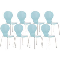 BESUCHERSTUHL 8er Set Holz hellblau - Hellblau, Holz/Metall (43/86/45cm) - CLP