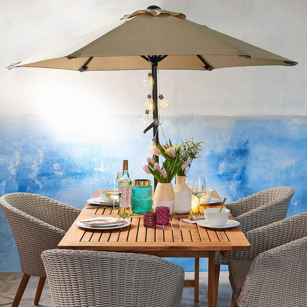 SONNENSCHIRM Siesta - Beige, Textil/Metall (180/180cm) - Butlers