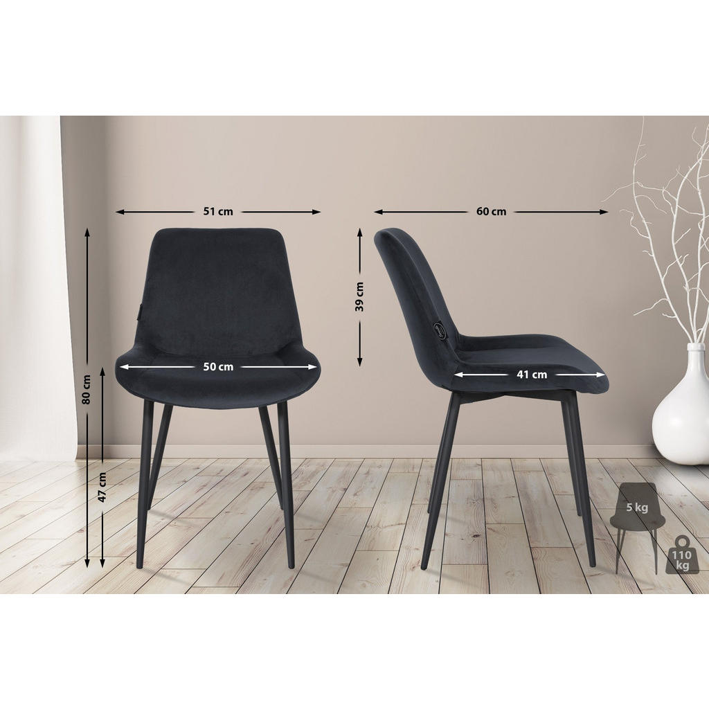 Thumbnail - CLP Stuhl, Schwarz, Textil, 51x80x60 cm, Esszimmer, Stühle, Esszimmerstühle, Vierfußstühle