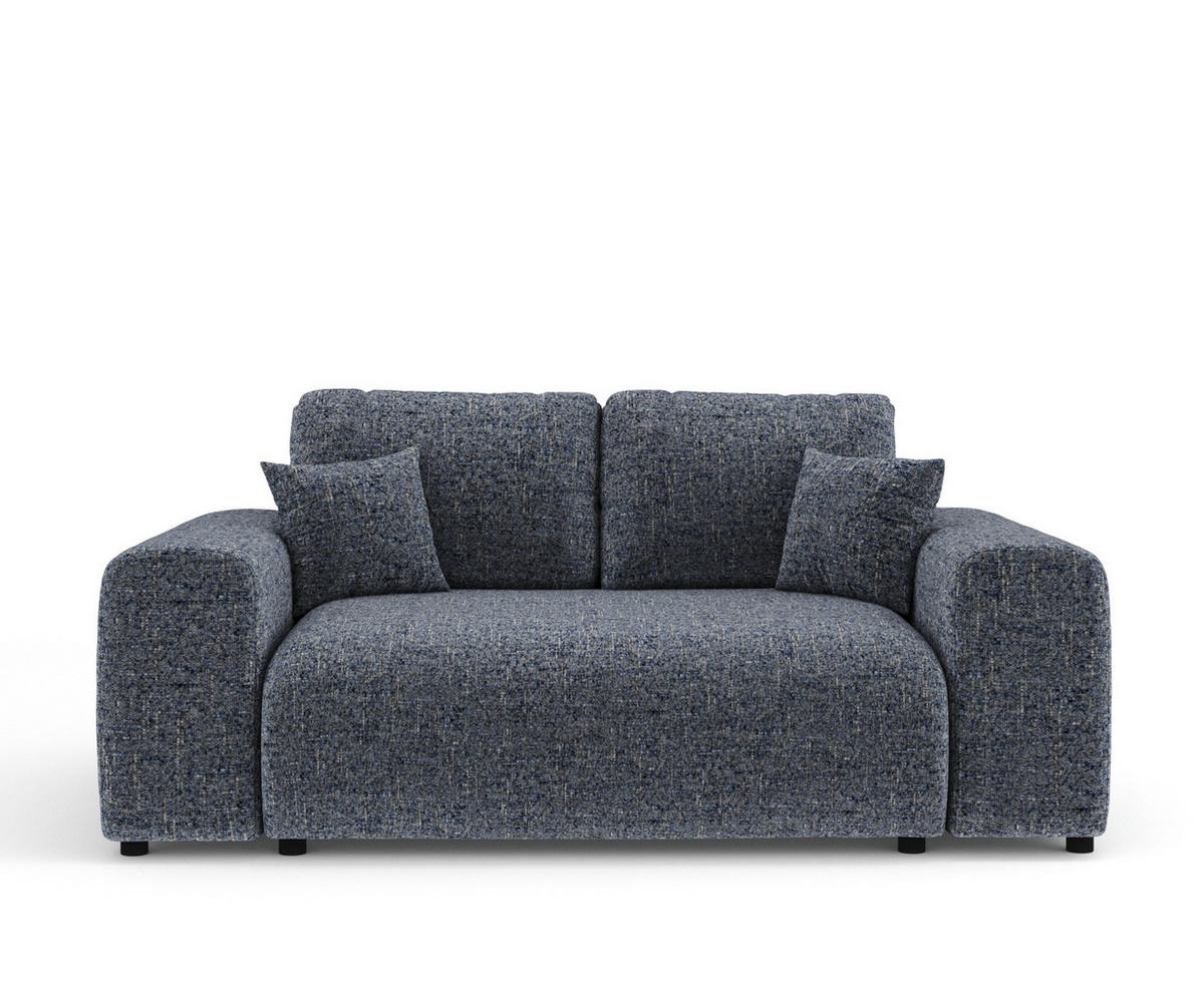 2-SITZER-SOFA Zanzibar Marineblau Webstoff - Schwarz/Dunkelblau, Holz/Holzwerkstoff (178/79/108cm) - Maison de Reve