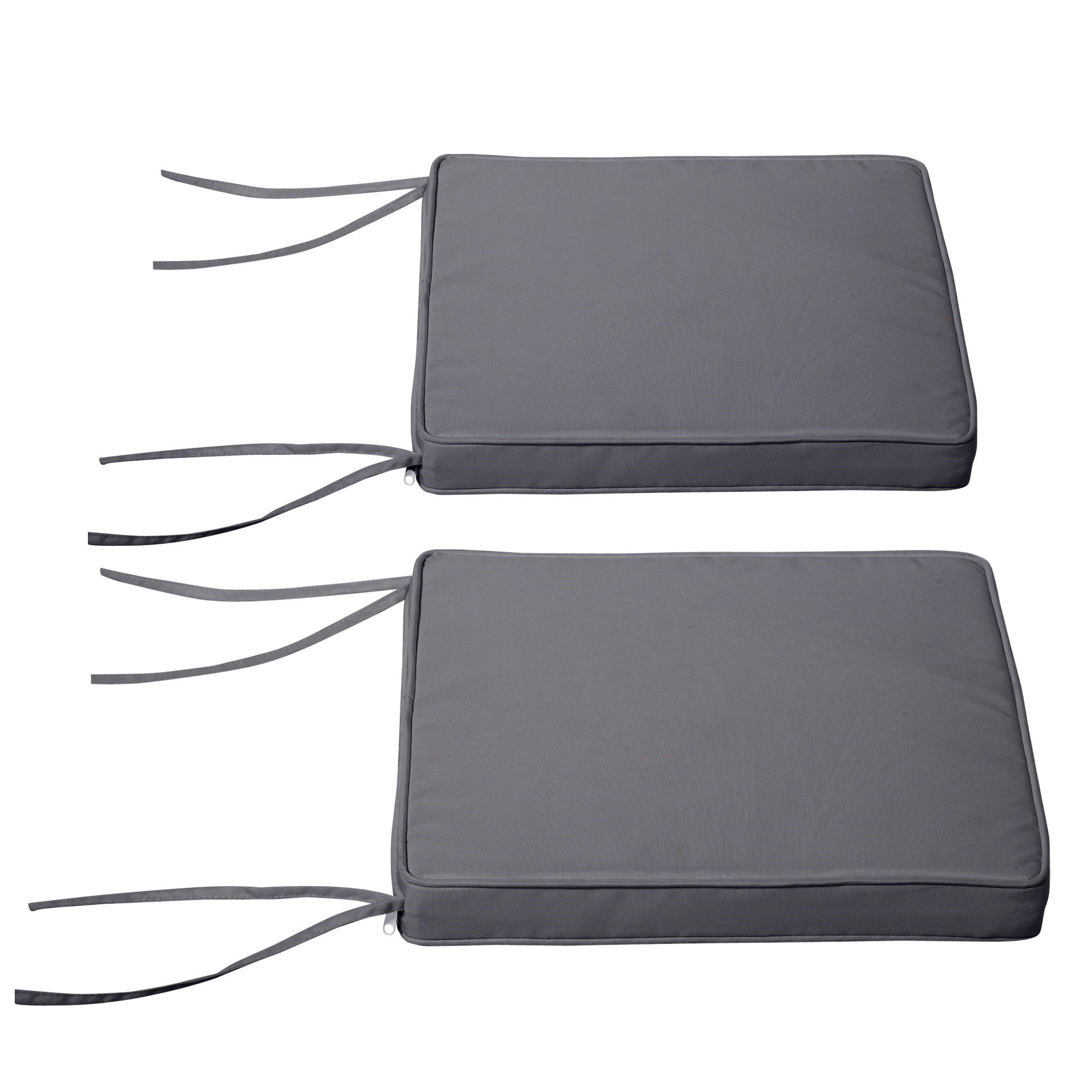 SITZKISSEN DE-17695 2er-Set 45x45 cm mit Bindebändern Dunkelgrau - Dunkelgrau, Textil (45/45/5cm) - ComfortXL