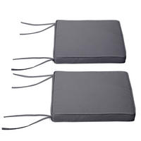 SITZKISSEN DE-17695 2er-Set 45x45 cm mit Bindebändern Dunkelgrau - Dunkelgrau, Textil (45/45/5cm) - ComfortXL