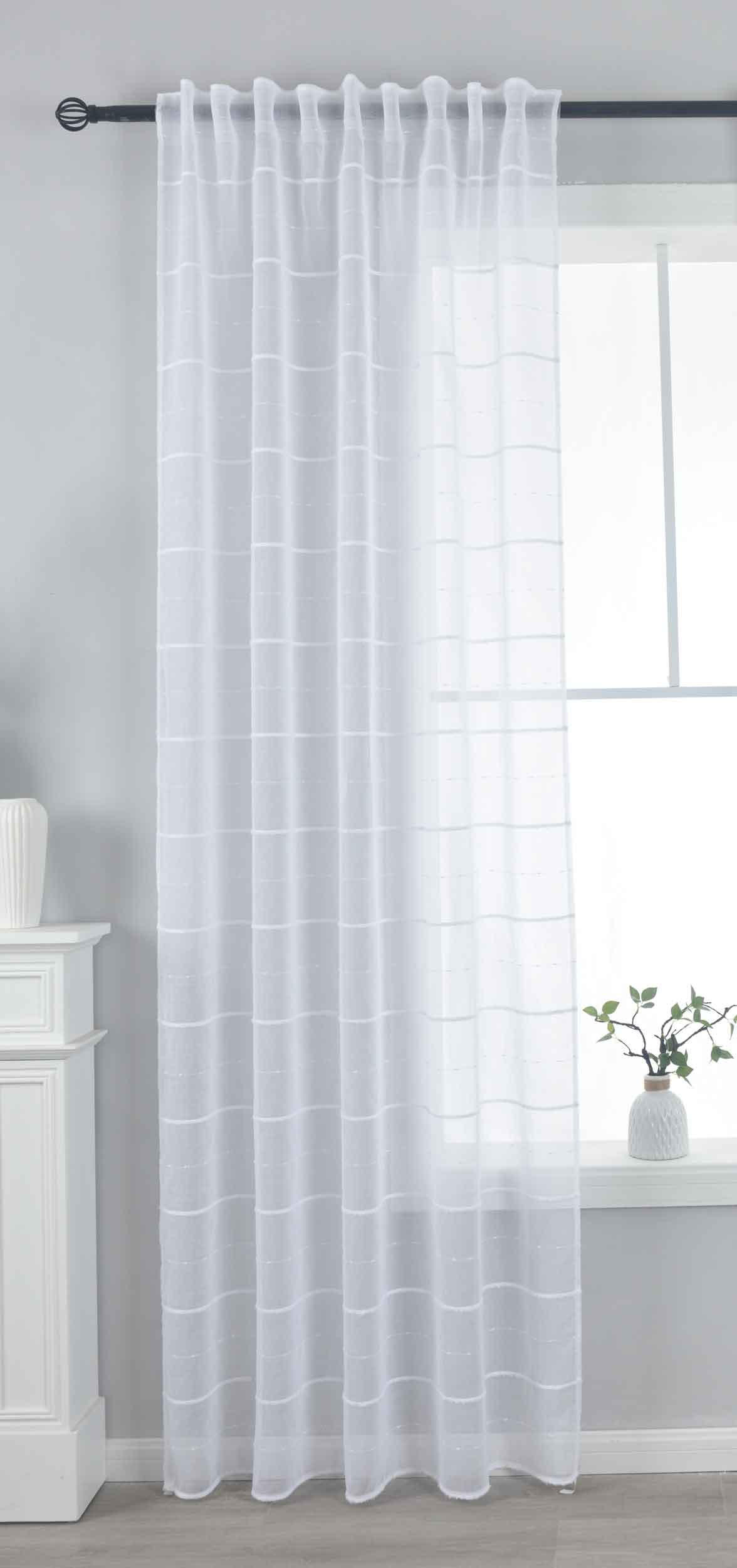 GARDINE LEINEN HxB 245x145 cm Natur Classic - Weiß, Textil (145/245cm) - Gardinenbox