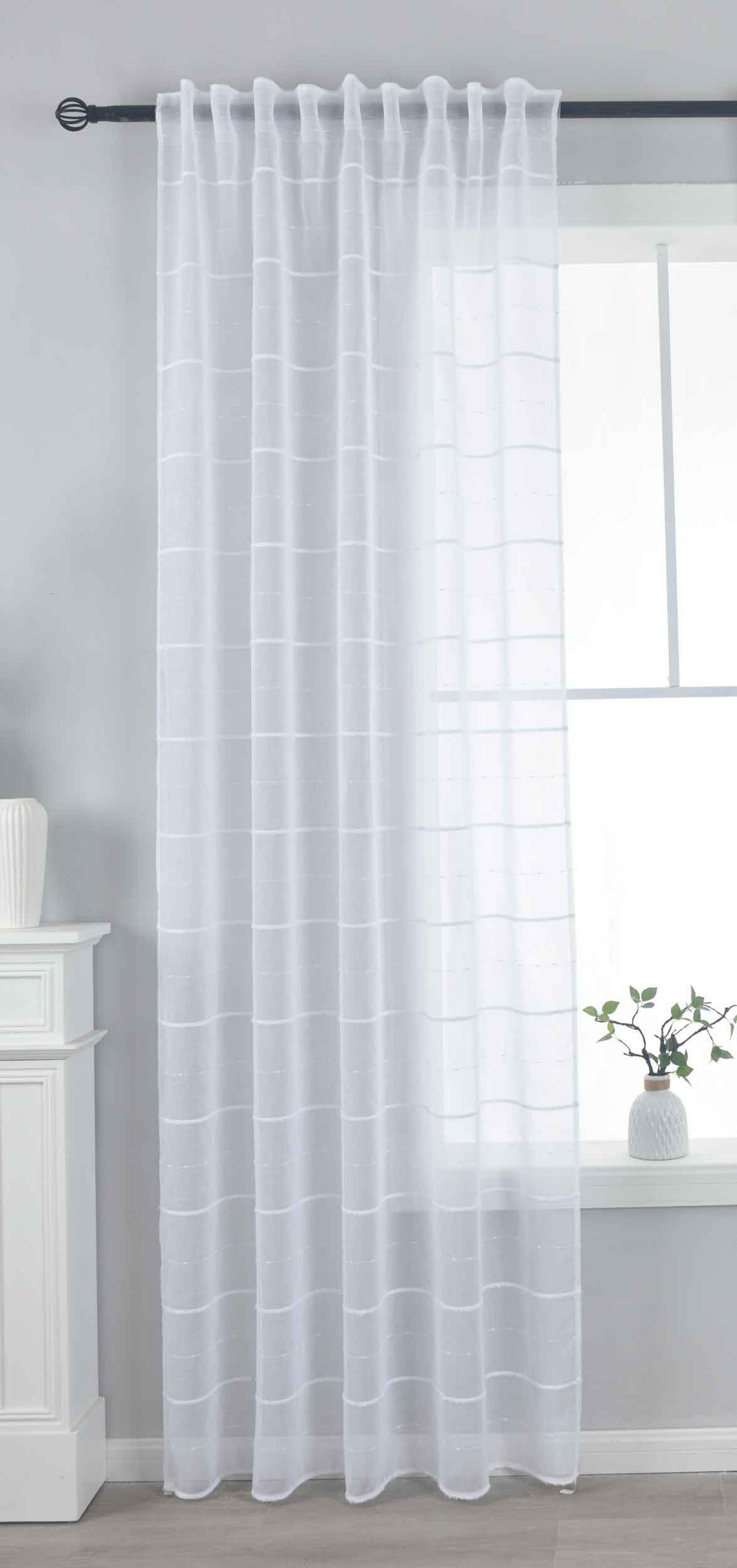 GARDINE LEINEN HxB 245x145 cm Natur Classic - Weiß, Textil (145/245cm) - Gardinenbox