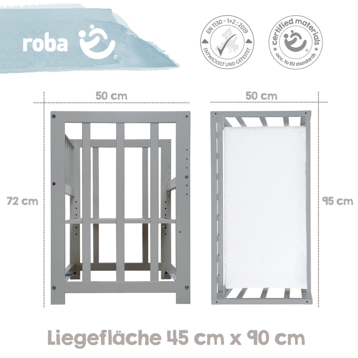 BEISTELLBETT Sternenzauber 4in1 Set 90 x 45 cm - Taupe, Holzwerkstoff (45/90cm) - Roba