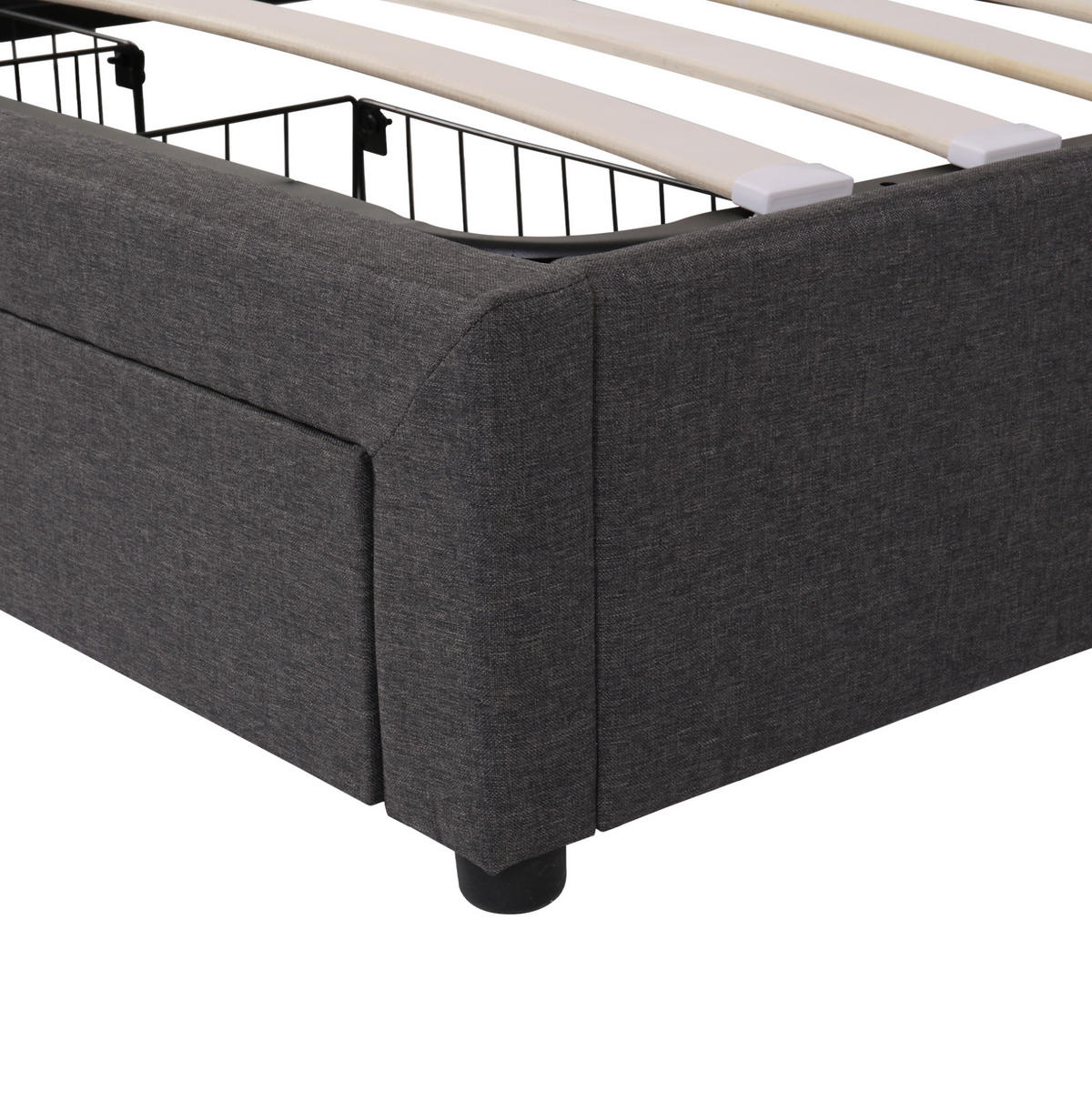 POLSTERBETT aus Leinen 140x200 cm in Grau mit LED-Beleuchtung - Grau, Textil (140/200cm) - Modfu