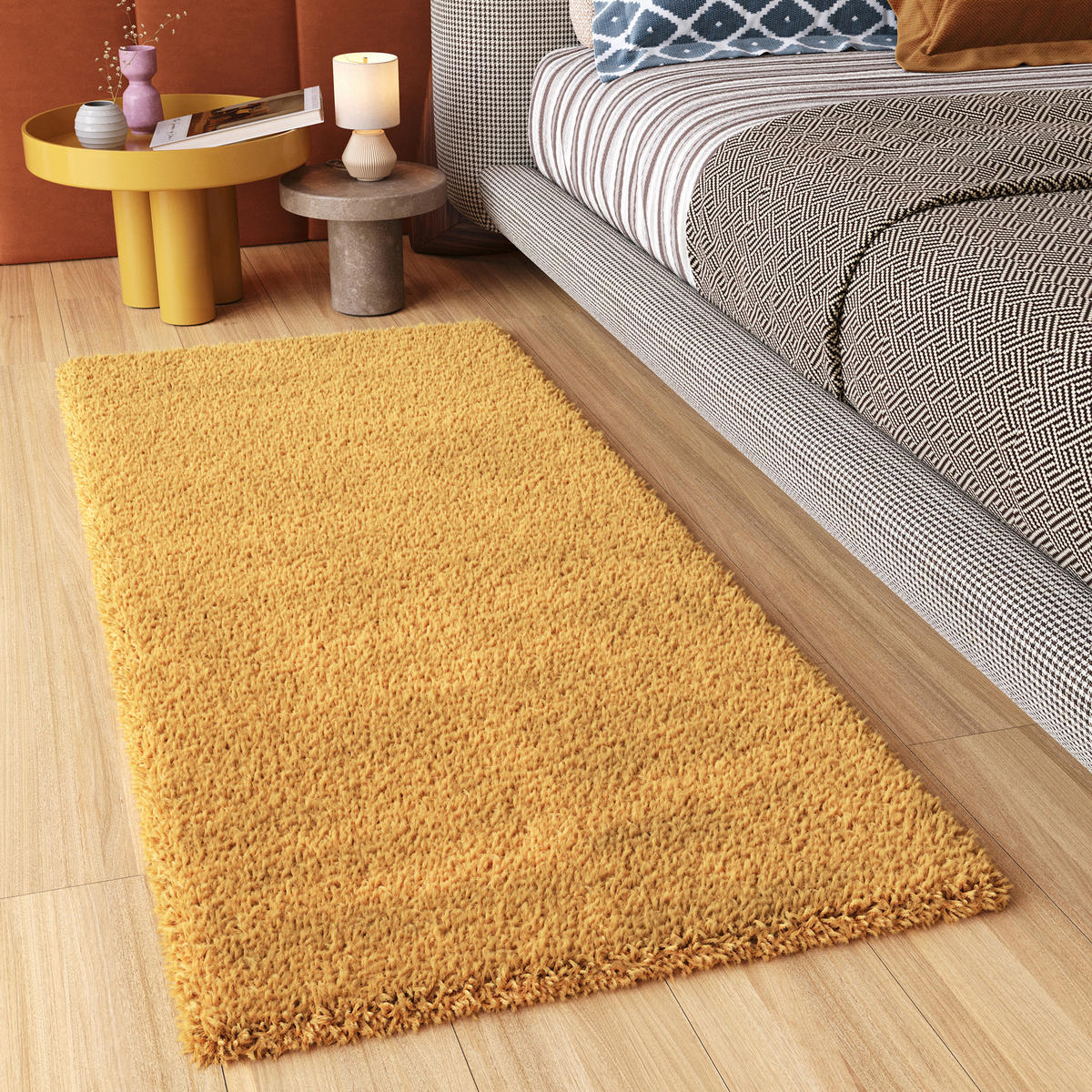 TEPPICHLÄUFER ESSENCE gelb uni 80/500 cm - Gelb, Textil (80/500cm) - Tapiso