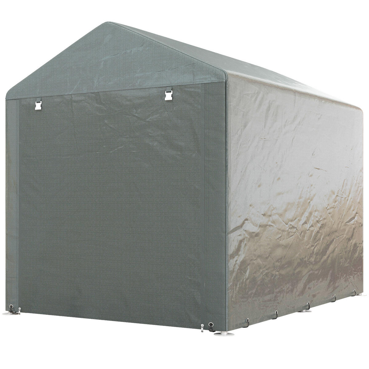 GARTENHAUS 2 Fächer, Tür mit Reißverschluss, wasserdicht, UV-beständig 1,6 x 2,2 x 1,7 m ,hellgrau - Hellgrau, Metall (218/172/160cm) - Vallsero