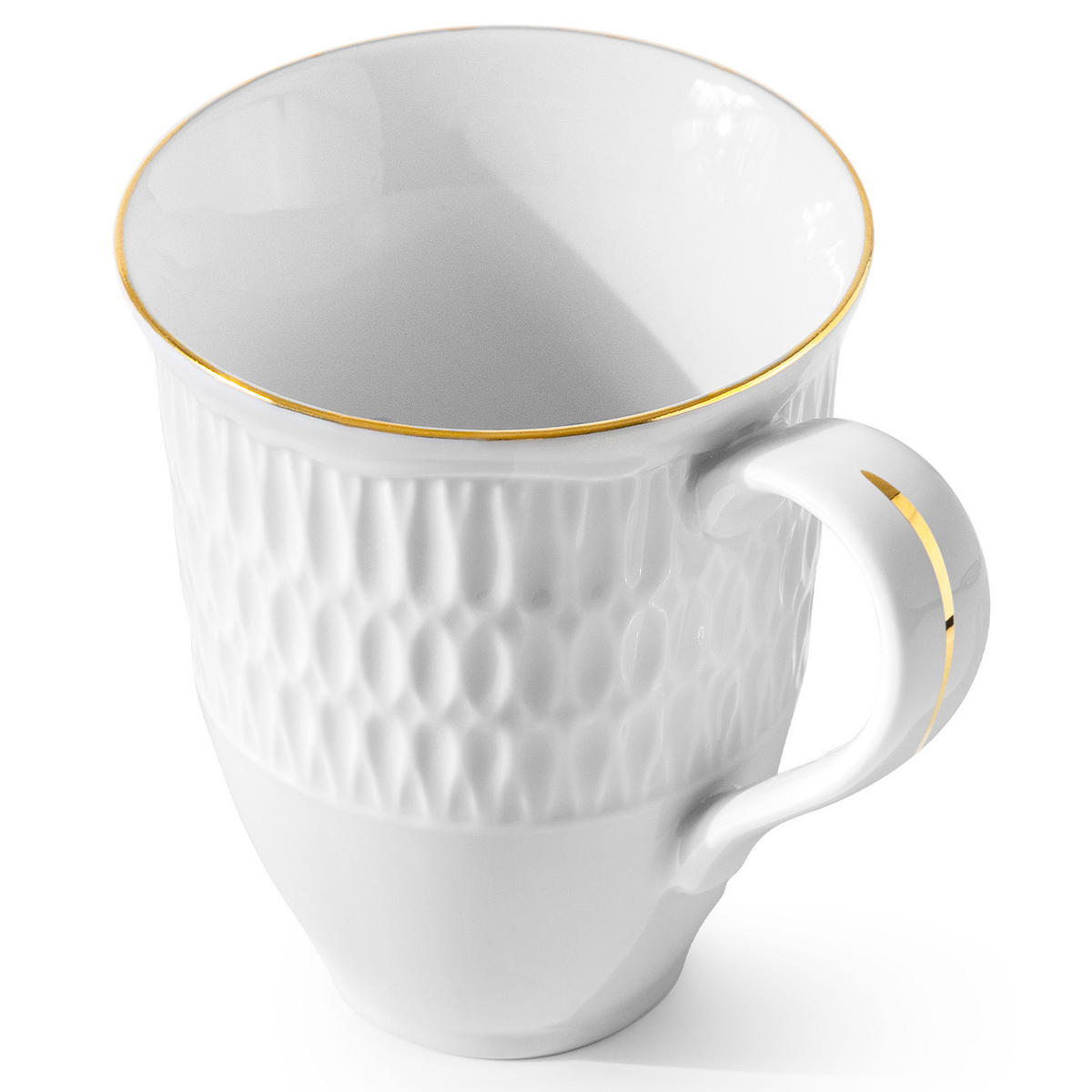 BECHER-SET CMIELOW SOFIA GOLDRAND 6-tlg aus Porzellan - Weiß, Keramik (0.3L) - KONSIMO®