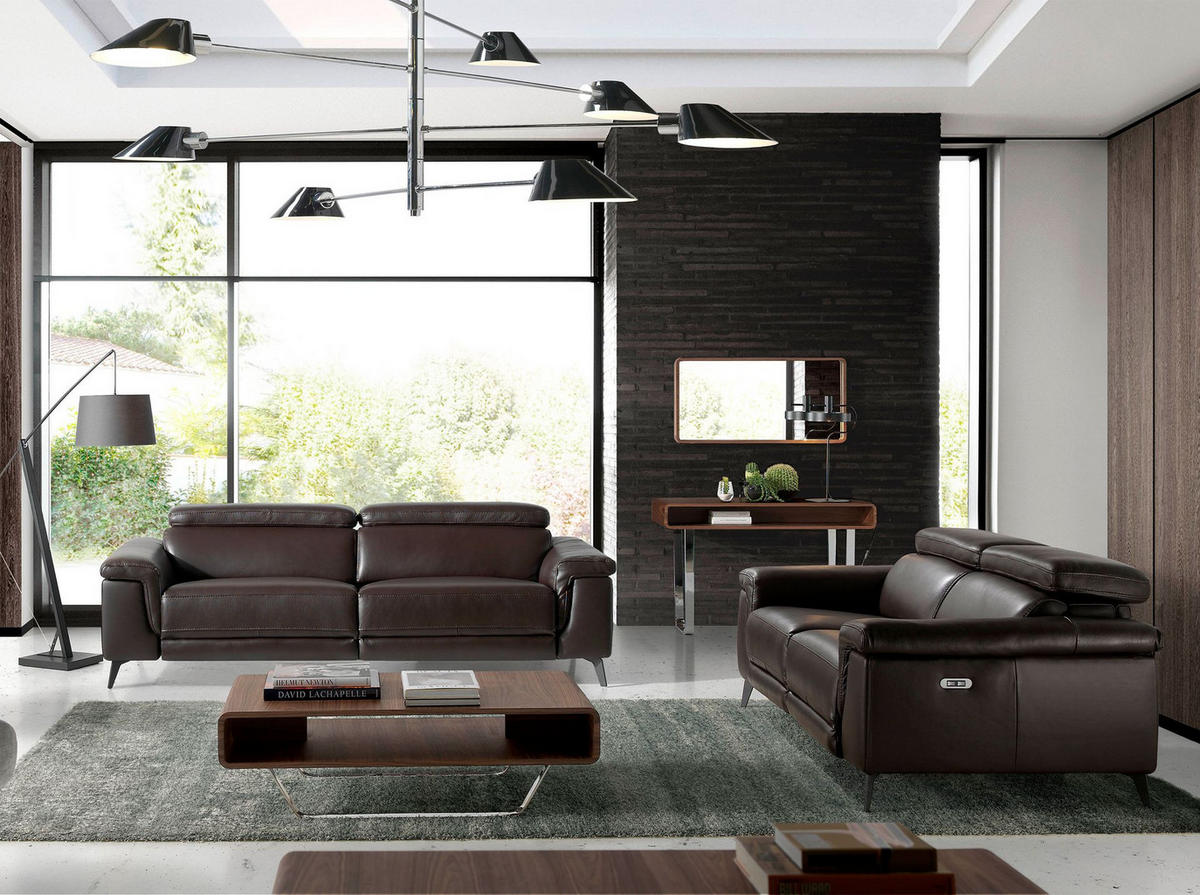 SOFA Relaxsofa mit 3 Sitzen aus schokoladenbraunem Leder 215/103/99 cm - Braun, Leder (215/99/103cm) - ANGEL CERDA