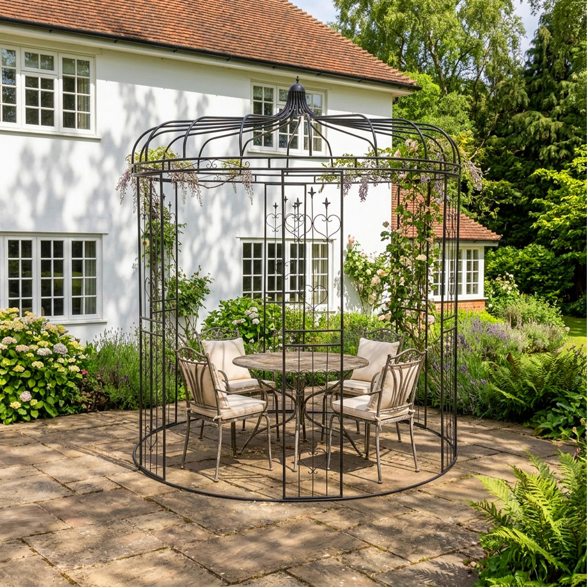 PAVILON růží - černá, kov (232/271/232cm) - Relaxdays