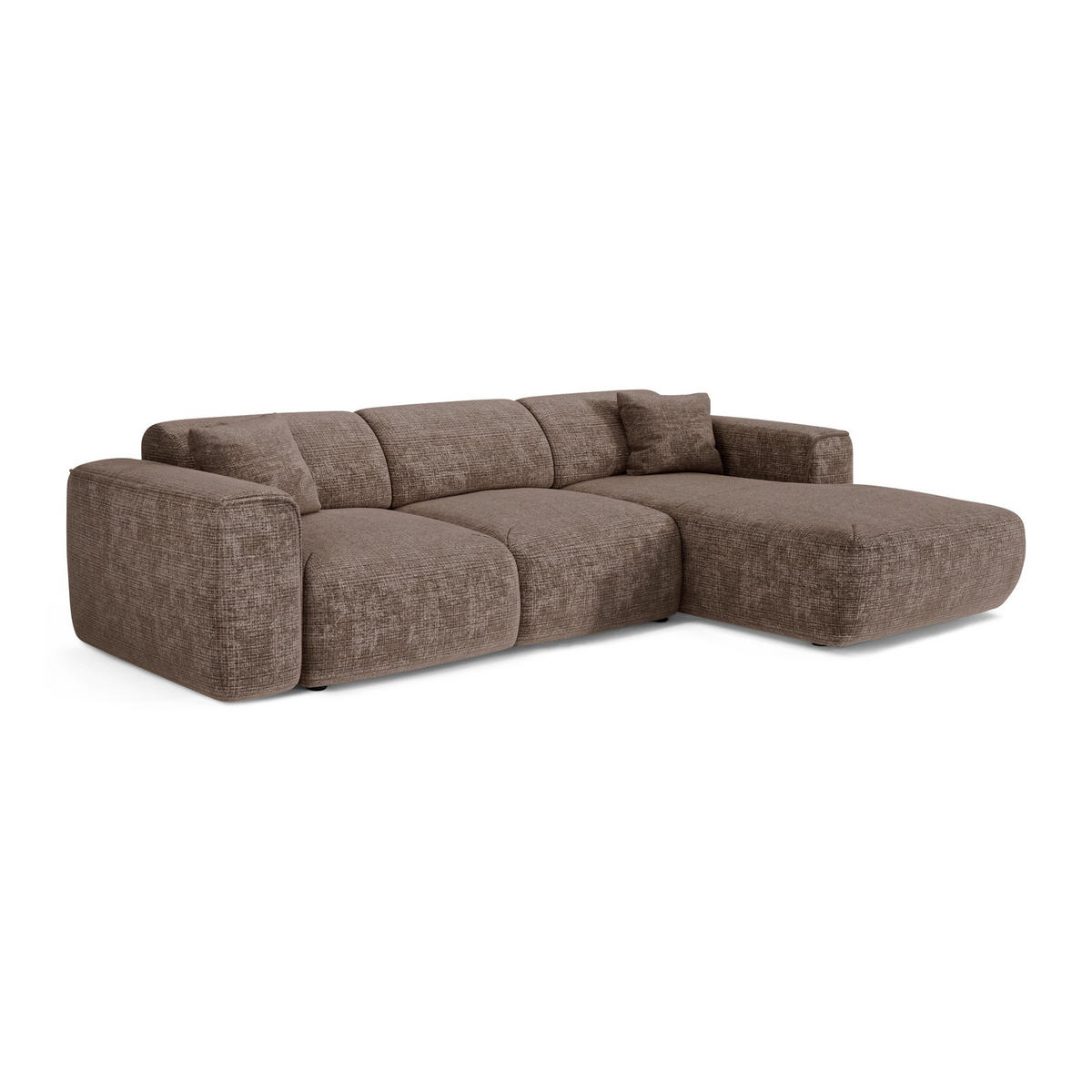 ECKSCHLAFSOFA Geprägter Samt Taupe 283cm - Taupe, Textil (283/180cm) - Sia Home