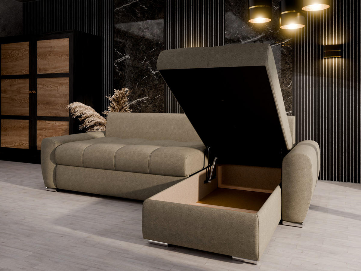 ECKSCHLAFSOFA Lunar Schlafsofa mit Bettkasten, Dunkelbraun - Dunkelbraun, Holz (237/166cm) - Panda Möbel