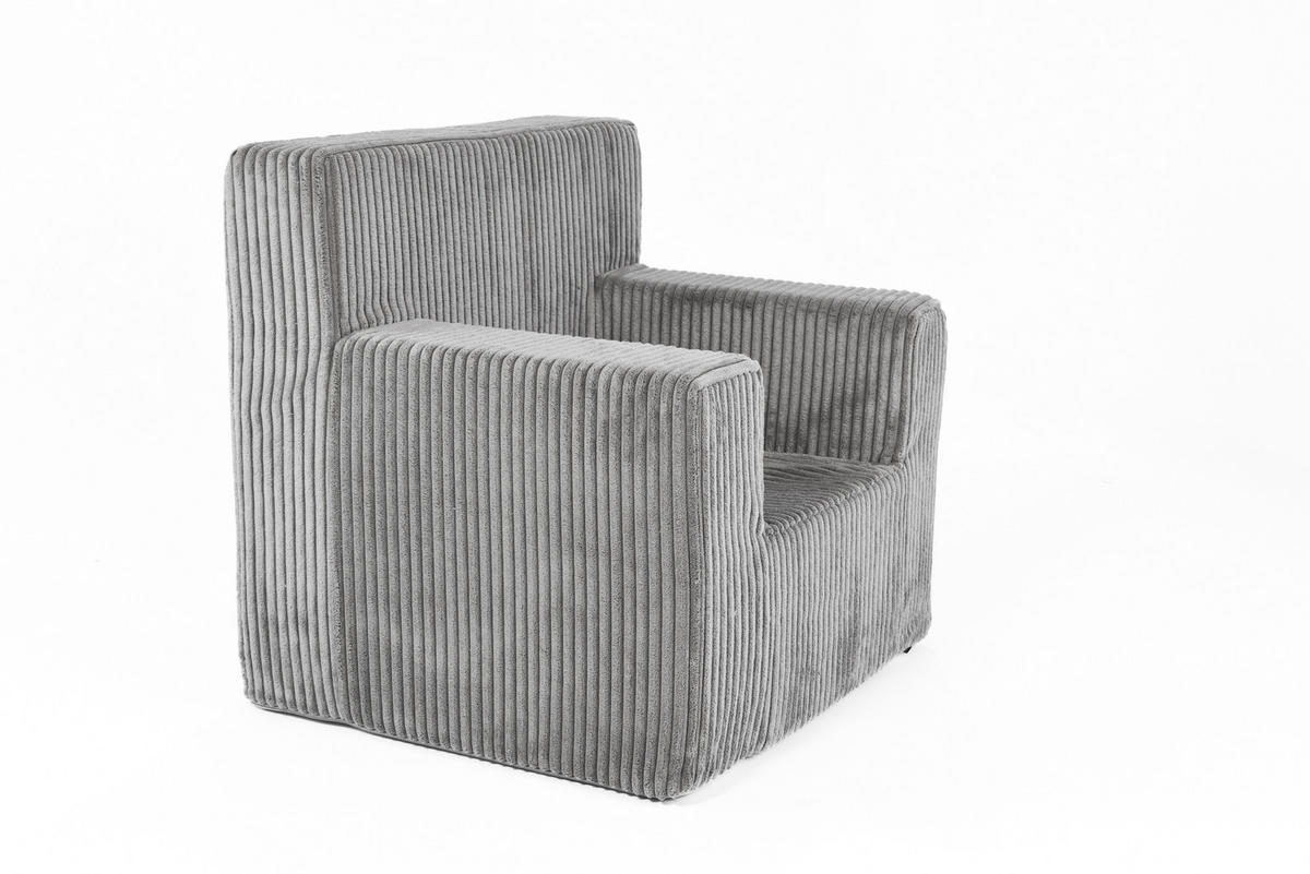 KINDERSESSEL aus Kuschel-Cord in Hellgrau - Hellgrau, Textil (51/47/33cm) - Fortisline