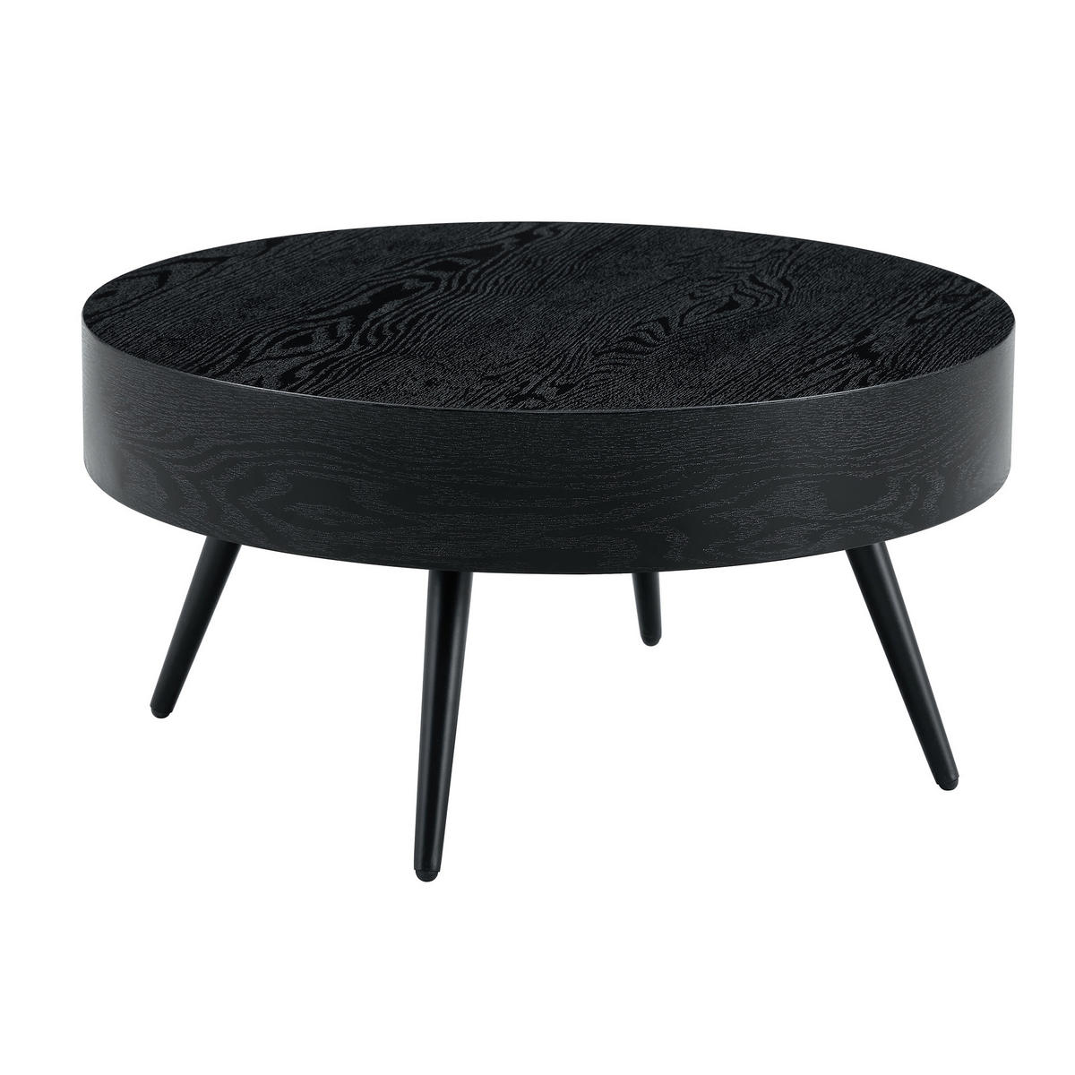 RUNDER COUCHTISCH Holzoptik Schwarz - Schwarz, Metall (70/70/35.5cm)