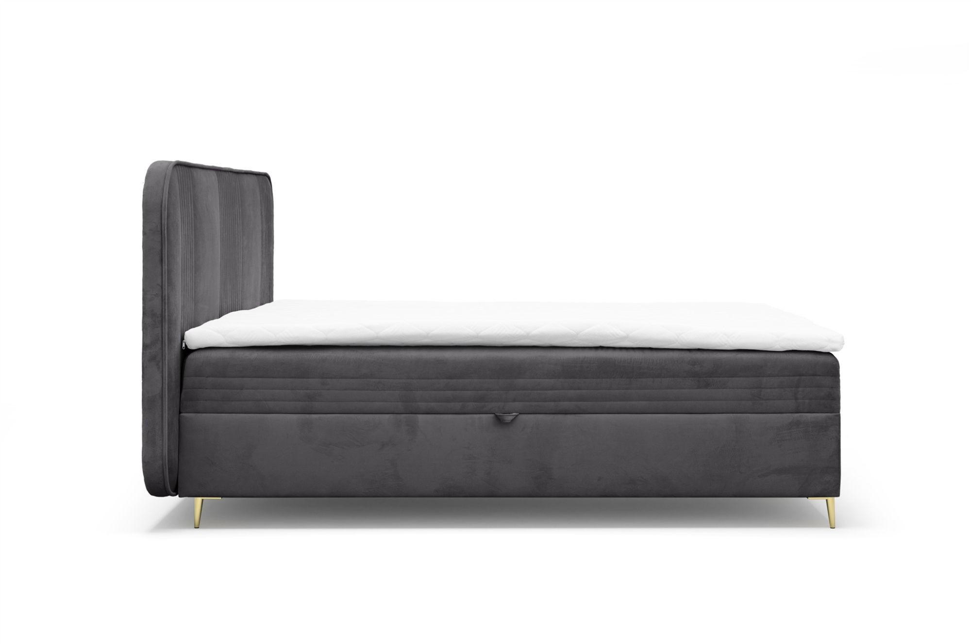 Thumbnail - Fun Möbel Boxbett, Anthrazit, Textil, 140x200 cm, Schlafzimmer, Betten, Boxspringbetten