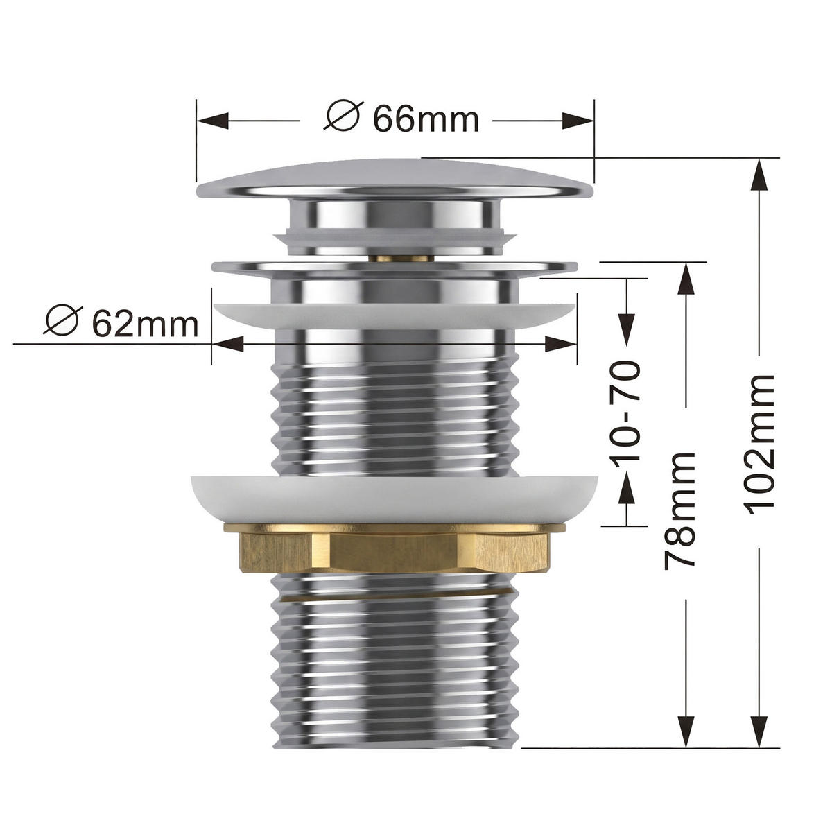 CLICK-CLACK-ABLAUFVENTIL Chrom - Chromfarben/Silberfarben, Metall (6.6/10.2/10.2cm) - Akord