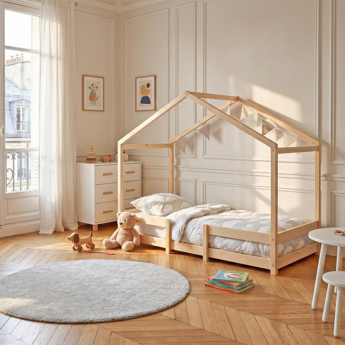 HAUSBETT INDIANA mit Lattenrost / Kinderbett 90x190 - Natural - Naturfarben, Holz (90/190cm) - Weber Industries