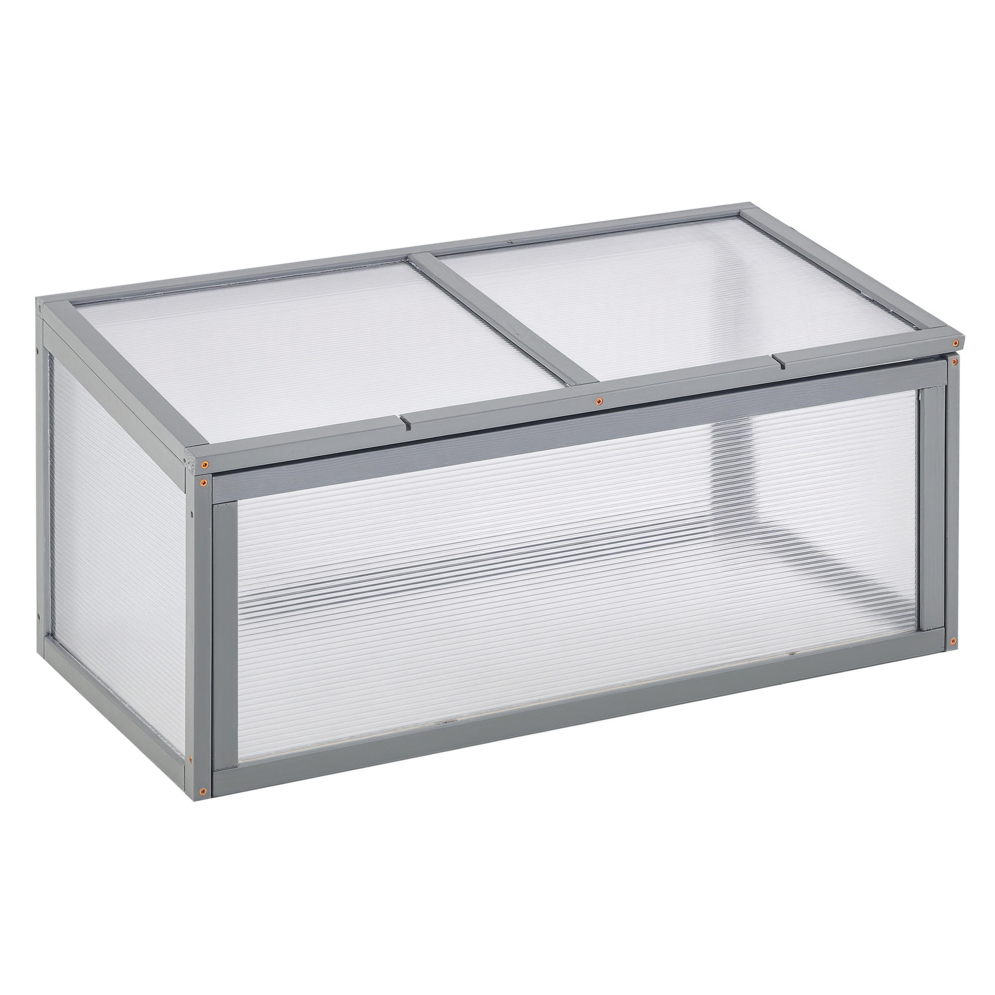 GEWÄCHSHAUS DE-05764 Holz & Polycarbonat, mit aufklappbarem Dach Grau - Grau, Holz (46/40/90cm) - ComfortXL