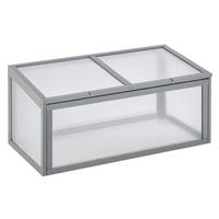 GEWÄCHSHAUS DE-05764 Holz & Polycarbonat, mit aufklappbarem Dach Grau - Grau, Holz (46/40/90cm) - ComfortXL