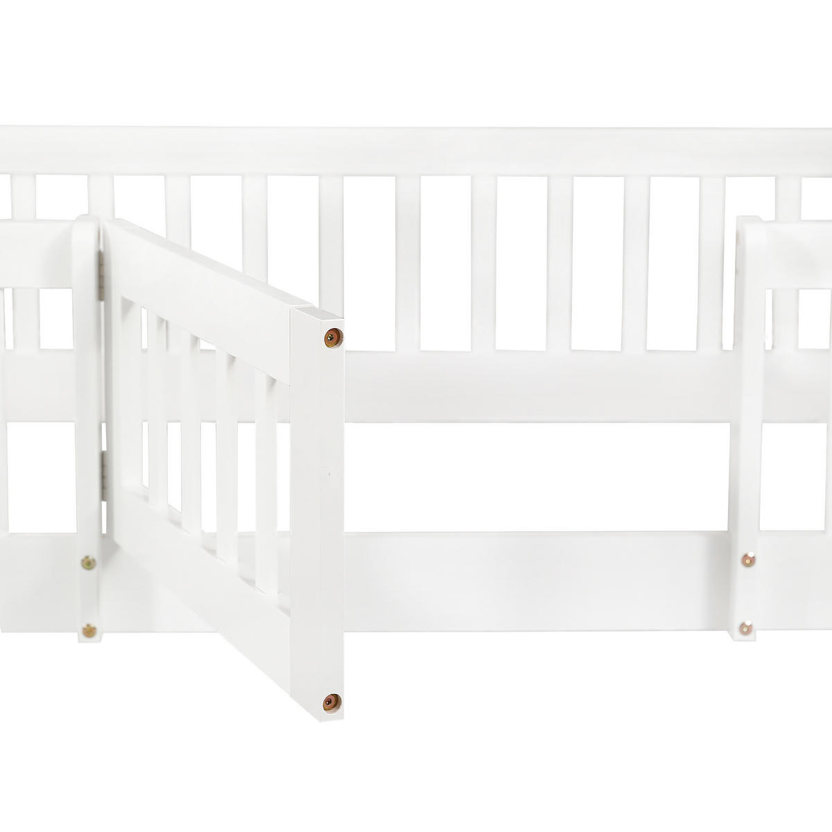 ETAGENBETT 90×200 cm aus Kiefernholz mit Treppe, Schutzgeländer und Tür, weiß - Weiß, Holz (90/200cm) - Luhomfu