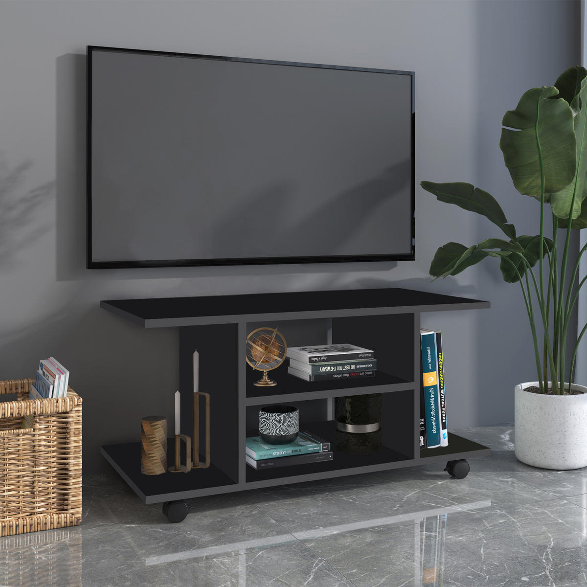 TV-MÖBEL Schwarz 1 Stück - Schwarz, Holzwerkstoff (80/40/40cm) - GiPP