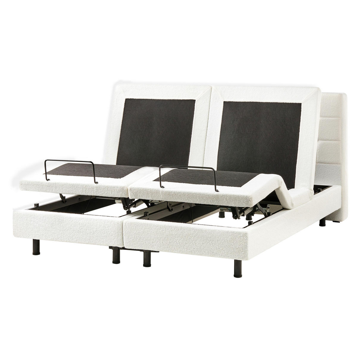 BETT verstellbar 160/200 cm Bouclé Cremeweiß Duke - Creme, Textil (160/200cm) - Beliani