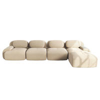 ECKSOFA 388/178/70 cm Beige Cord mit extra-breiten Armlehnen, Rahmenloses - Beige, Textil (388/178cm) - Oxeza