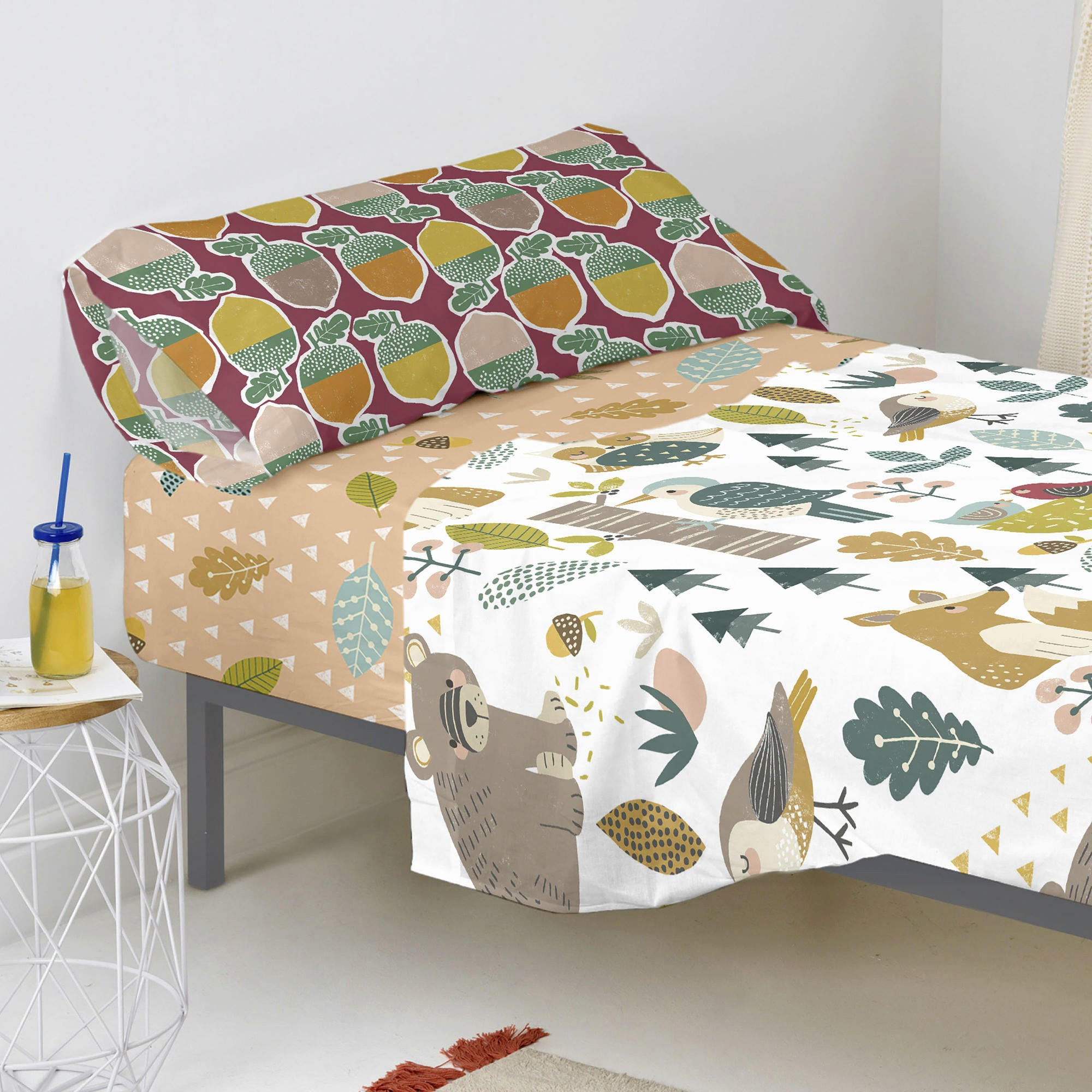 SPANNBETTTUCH harvestwood 105x200x32 cm mehrfarbig - Multicolor, Textil (105/200cm) - Happy Friday