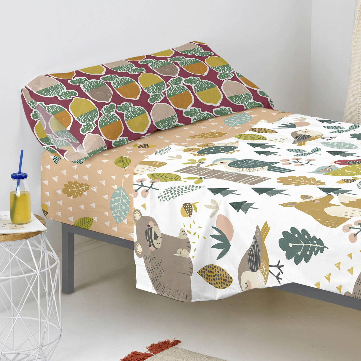 SPANNBETTTUCH harvestwood 105x200x32 cm mehrfarbig - Multicolor, Textil (105/200cm) - Happy Friday