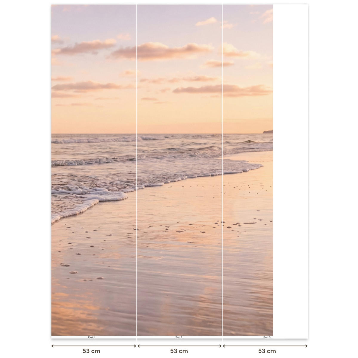 TAPETE - Strand - Brandung - Wolken - 140x200 cm - Hellrosa, Papier (140/200cm) - OnlyWow