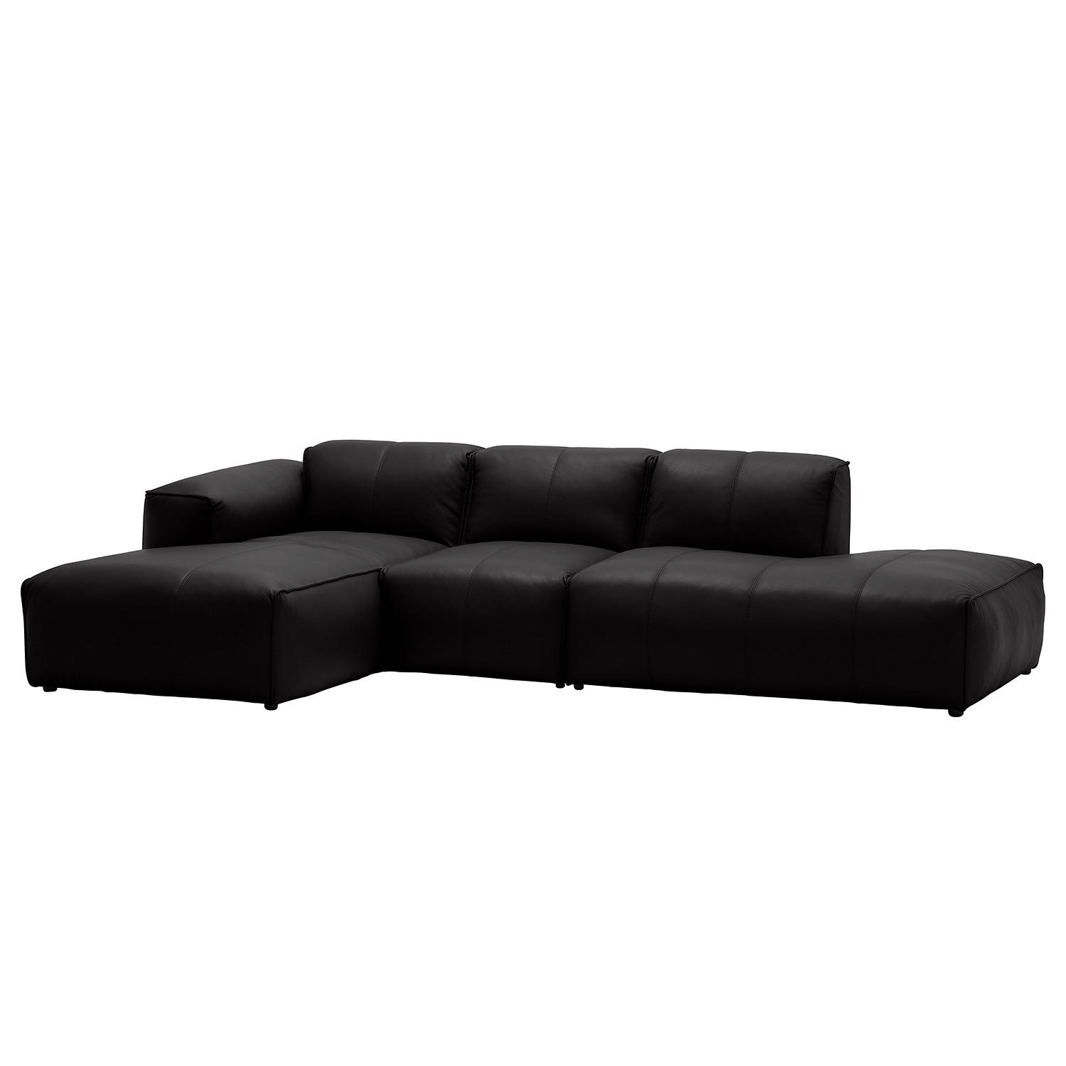 ECKSOFA mit Chaiselongue - Schwarz, Leder/Kunststoff (290/173cm) - home24