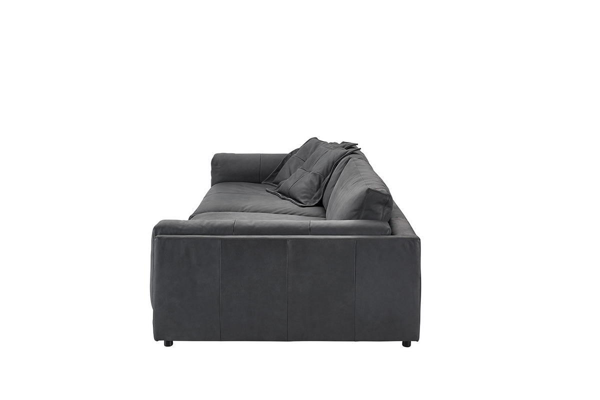 BIG SOFA RAINA Anthrazit Leder - Anthrazit/Schwarz, Leder/Kunststoff (254/85/150cm) - KAWOLA