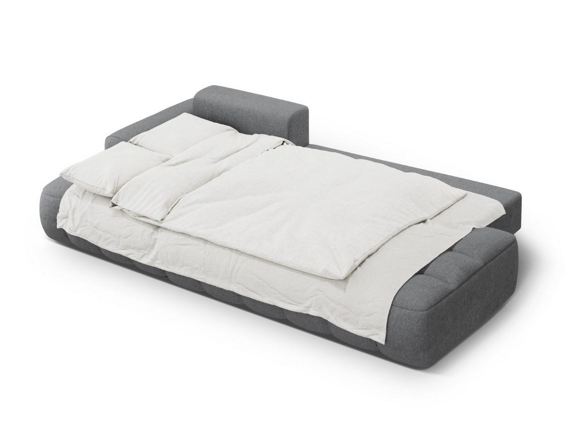 AUSKLAPPBARES-ECKSOFA links mit Container Linz aus strukturiertem Stoff grau 3 Sitzplätze - Grau, Textil (142/275cm) - Cosmopolitan Design