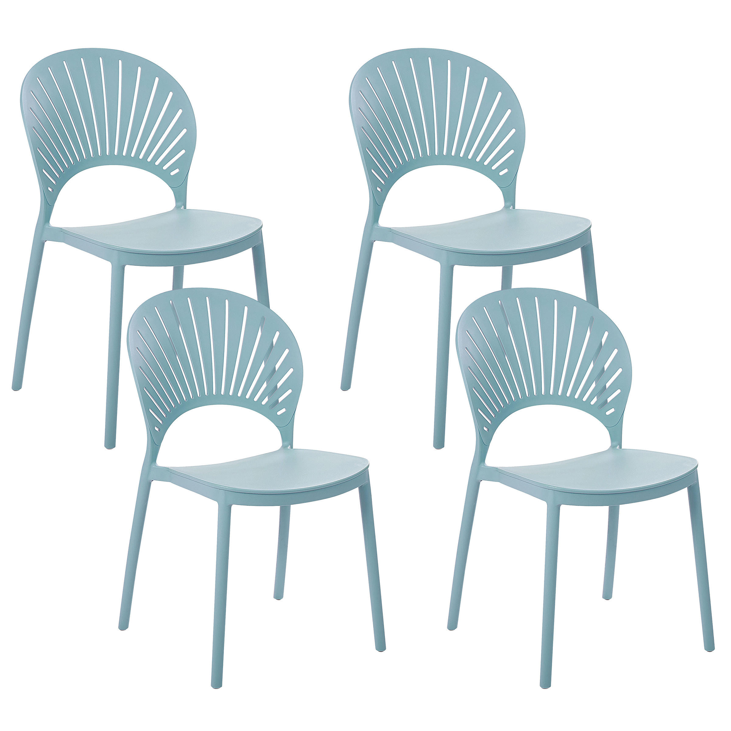 GARTENSTÜHLE 4er-Set Kunststoff blau Ostia - Blau, Kunststoff (46/83/51cm) - Beliani