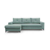 ECKSOFA AVRA L-förmig, mit Stauraumbehälter-in RINO-Stoff, Komfort & Eleganz, lose Rückenkissen, freistehend, LINKS 165x251x85 cm Light green - Hellgrün, Holz/Textil (165/251cm) - DomoHome