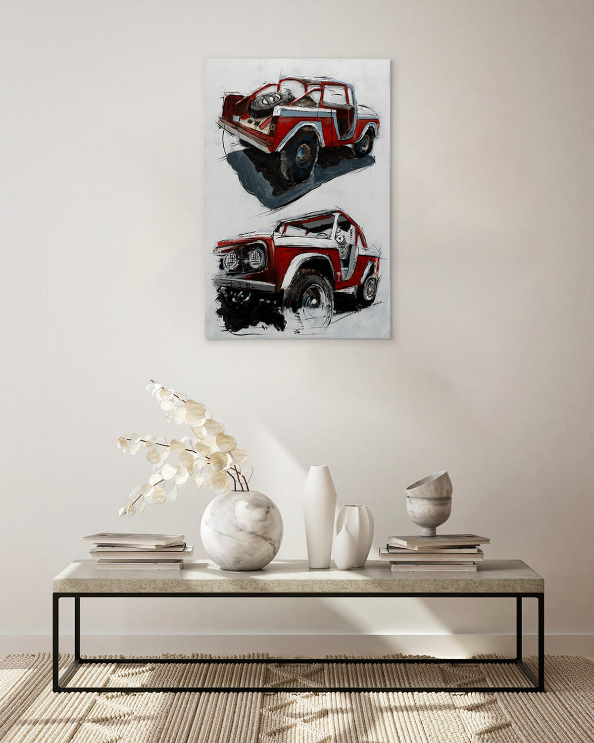 METALLBILD Rot 60/90 cm - Rot/Grau, Metall (4.8/90cm) - KUNSTLOFT
