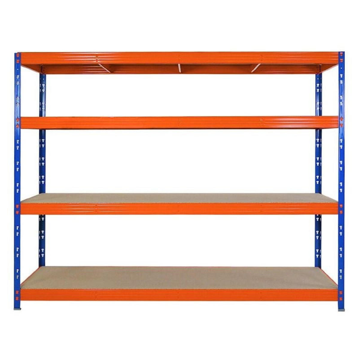 SCHWERLASTREGAL Rhino 180x240x60cm, 4 Spanplatten-Ebenen 8mm, Fachlast 450kg, Blau/Orange - Orange, Metall (240/180/60cm) - PROREGAL