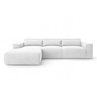 ECKSOFA L Form Ruyam Perlweiß 310/165/78 cm – Schlaffunktion & Bettkasten L - Schwarz/Weiß, Kunststoff/Textil (170/310cm) - AX Living