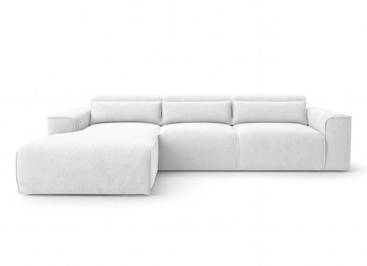 ECKSOFA L Form Ruyam Perlweiß 310/165/78 cm – Schlaffunktion & Bettkasten L - Schwarz/Weiß, Kunststoff/Textil (170/310cm) - AX Living