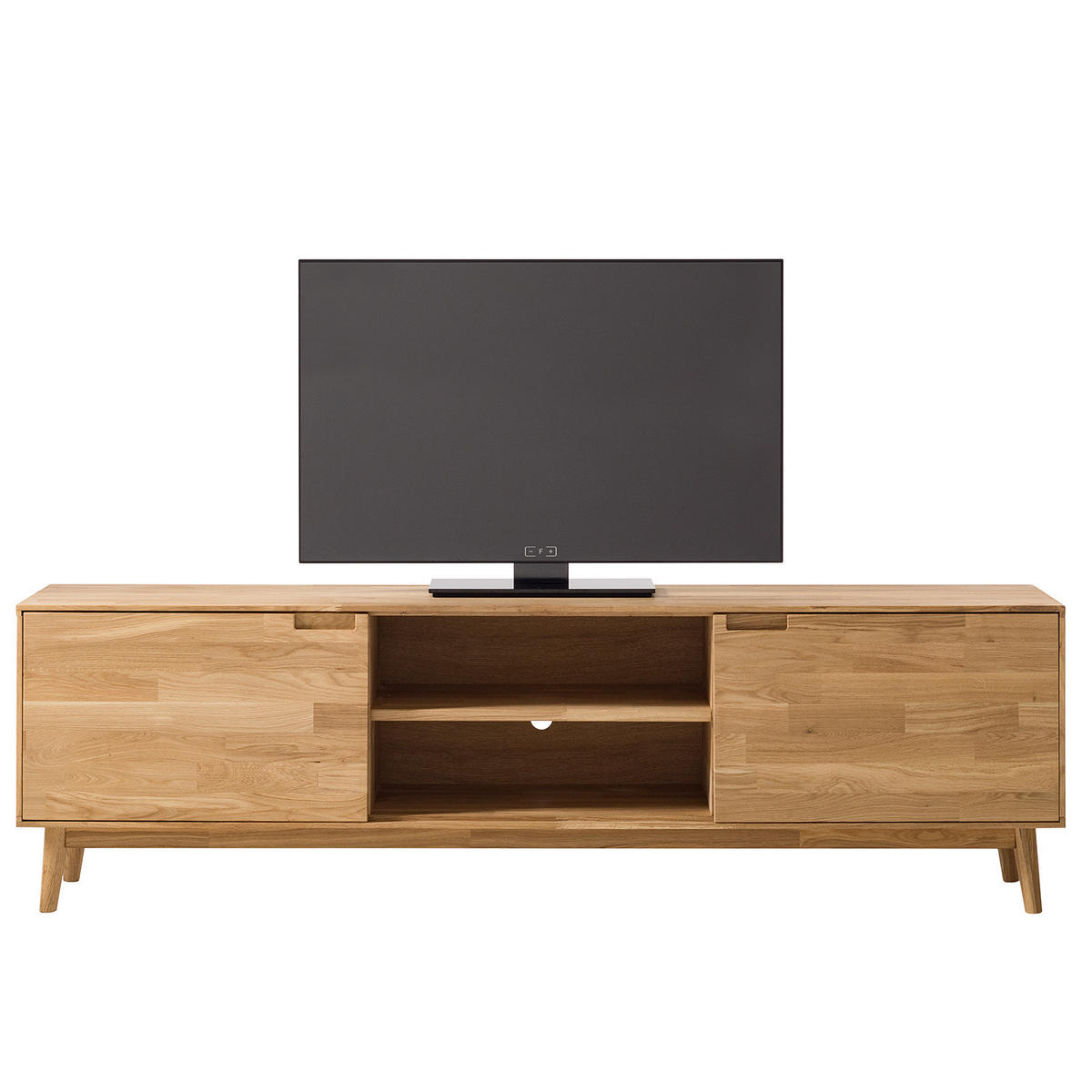 TV-LOWBOARD - Eiche massiv - Eiche - Eichefarben/Braun, Holz (180/54/39cm) - home24