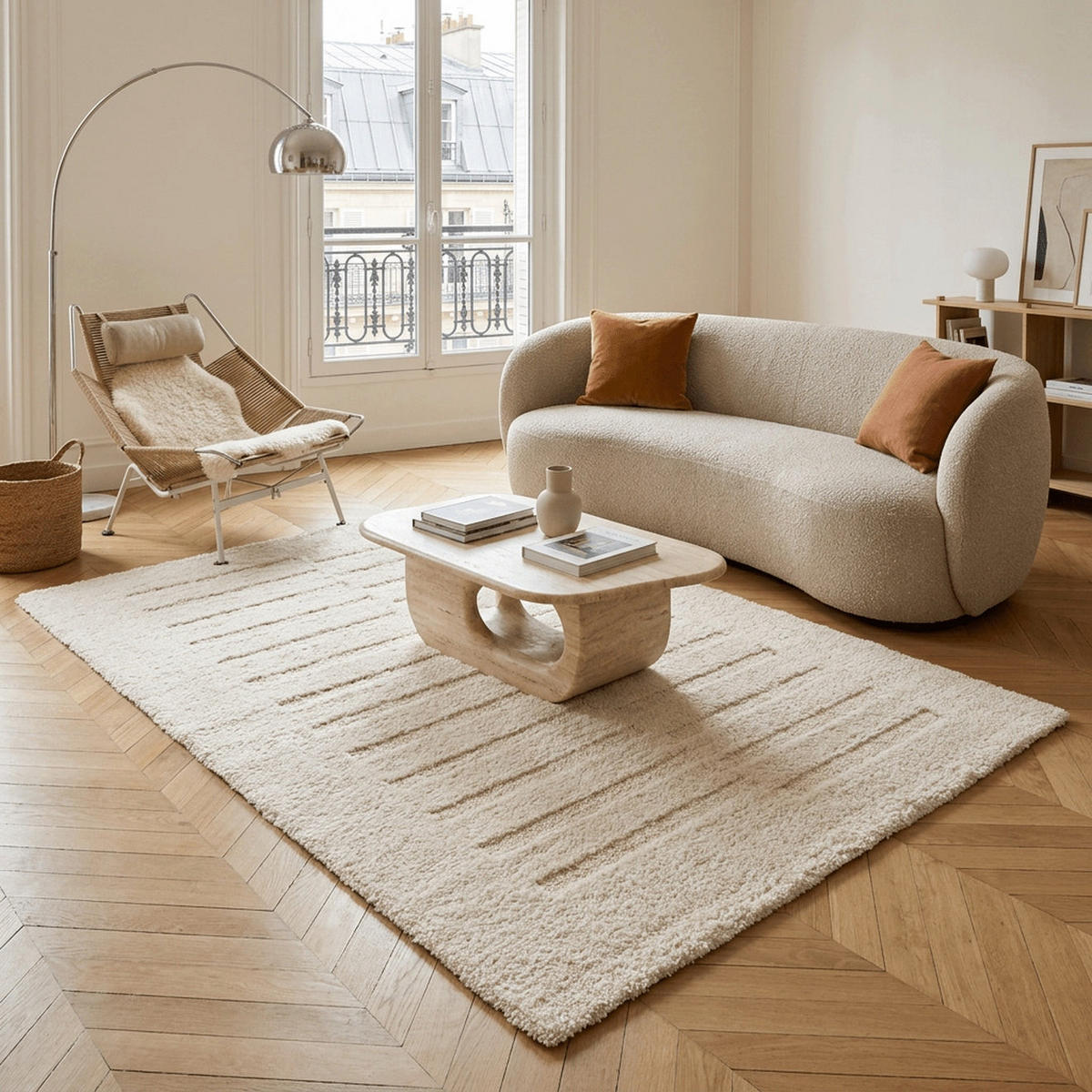 TEPPICH, Weicher, dicker mit Reliefeffekt weiß - Weiß, Textil (120/170cm) - AFK Living