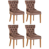 WOHNZIMMERSTUHL 4er Set Samt Braun - Naturfarben/Braun, Holz/Textil (51/90/59cm) - CLP