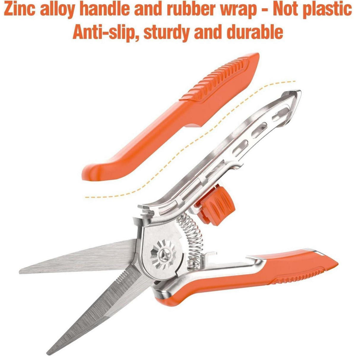 GARTENSCHERE 16,5 cm Bypass-Schneide Soft-Touch-Griff Orange - Orange, Metall (2.5/7.6/22.9cm)