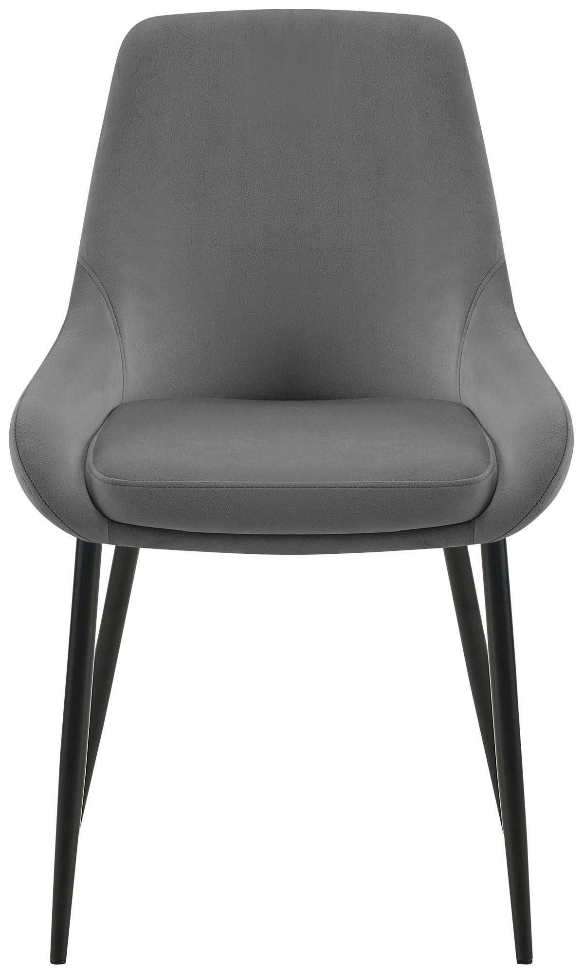 ESSZIMMERSTUHL 2er Set Samt Dunkelgrau - Dunkelgrau/Schwarz, Textil (50/86/53cm) - CLP