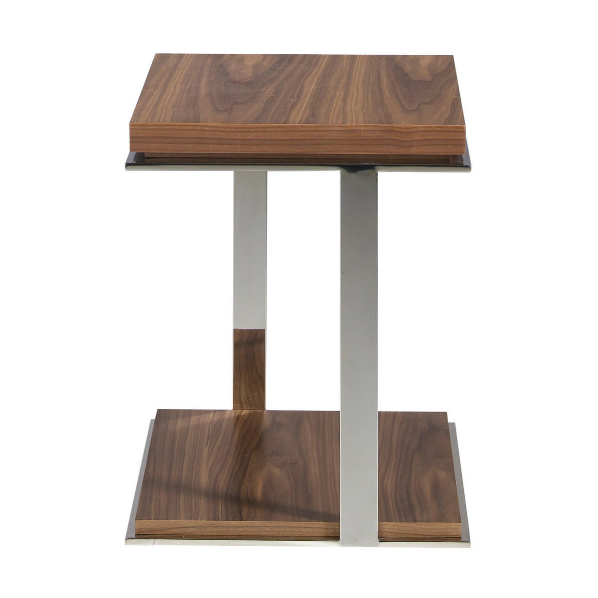 ECKTISCH Quadratisch Walnuss , Stahl 45/45/55 cm - Edelstahlfarben/Nussbaumfarben, Holz/Metall (45/45/55cm) - ANGEL CERDA