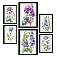POSTER Set Mit 6 Violette Natur Größe A3 & A4 Schwarzer Rahmen - Schwarz, Papier (29.7/1cm) - Nacnic